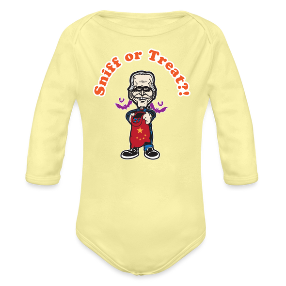 Sniff or Treat Baby Onesie - washed yellow